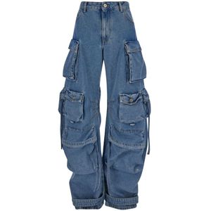 The Attico, Jeans, Dames, Blauw, W27, Denim, Cargo High Waist Denim Jeans