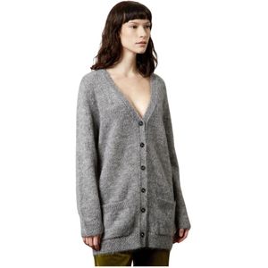 Massimo Alba, Lang Cardigan met Knopen Grijs, Dames, Maat:M