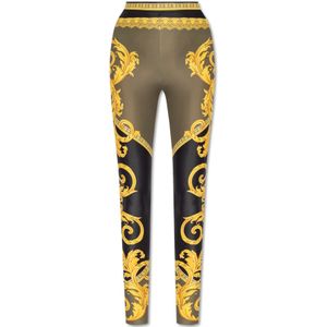 Versace, Broeken, Dames, Veelkleurig, 2Xs, Leggings met het La Coupe des Dieux-patroon