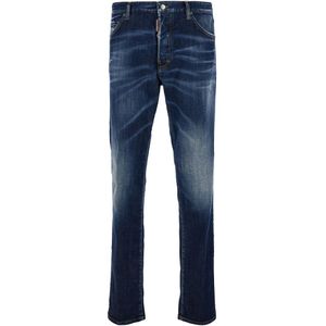 Dsquared2, Jeans, Heren, Blauw, M, Katoen, Blauwe Stretch Katoenen Denim Jeans