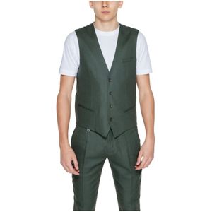 Antony Morato, Pakken, Heren, Groen, L, Linnen, Groen Linnen-Blend V-Hals Gilet