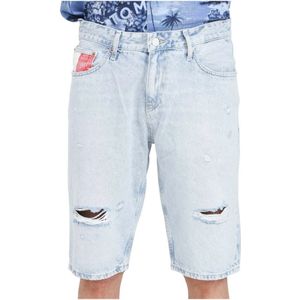 Tommy Jeans, Korte broeken, Heren, Blauw, W28, Denim, Lichte Denim Ryan Shorts met Vlag