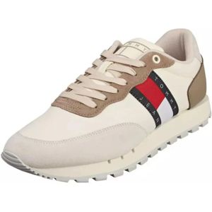 Tommy Hilfiger, Schoenen, Heren, Beige, 42 EU, Polyester, Leren hardloopschoenen