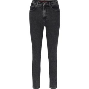 Hugo Boss, High-Waist Slim-Fit Jeans 5-Pocket Stijl Grijs, Dames, Maat:W26