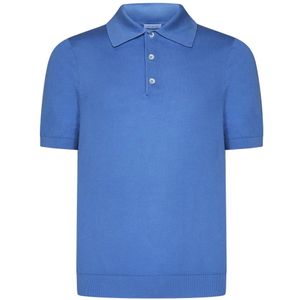 Malo, Blauwe T-shirts en Polos met Franse Kraag Blauw, Heren, Maat:S