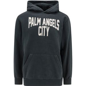 Palm Angels, Sweatshirts & Hoodies, Heren, Grijs, XL, Katoen, Grijze Hoodie