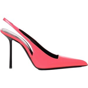 Saint Laurent, Schoenen, Dames, Roze, 40 EU, Leer, Koraal Patent Leren Hakken Muiltjes