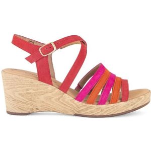 Gabor, Schoenen, Dames, Veelkleurig, 35 1/2 EU, Rode/Roze/Oranje Velours Sandalen