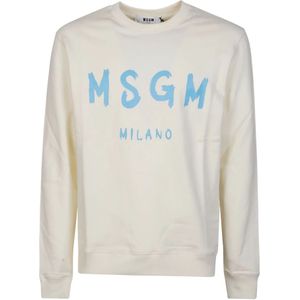 Msgm, Sweatshirts & Hoodies, Heren, Beige, M, Katoen, Sweatshirts