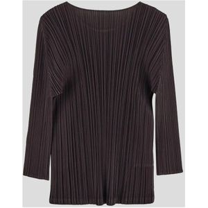 Issey Miyake, Tops, Dames, Bruin, L, Polyester, Geplooide Polyester Top