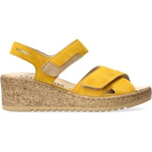 Mephisto, Brede pasvorm gele sandaal met klittenband Geel, Dames, Maat:36 EU