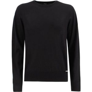 Kiton, Zwarte Cashmere Zijden Crew Neck Trui Zwart, Dames, Maat:L