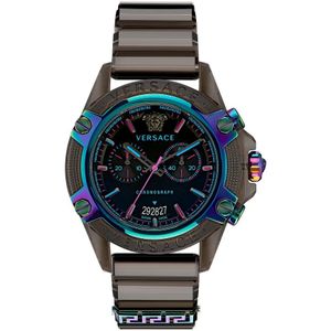 Versace, Accessoires, Heren, Veelkleurig, ONE Size, Sport Chrono Active Horloge Bruin/Zwart