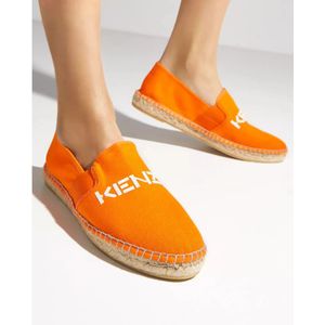 Kenzo, Schoenen, Dames, Oranje, 37 EU, Katoen, Oranje Espadrilles met Logo