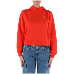 Calvin Klein Jeans, Sweatshirts & Hoodies, Dames, Rood, XS, Katoen, Hoodie van katoen met logopatch
