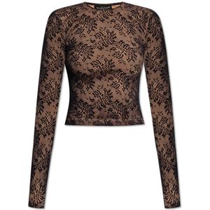 Balenciaga, Tops, Dames, Zwart, M, Leer, Kanten top