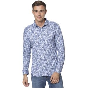 Desoto, Blauwe Bloemenprint Overhemd Blauw, Heren, Maat:XL