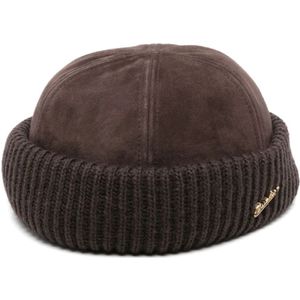 Borsalino, Accessoires, Dames, Bruin, S, Suède, Koffiebruin Suède Geribbelde Rand Hoed