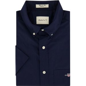 Gant, Overhemden, Heren, Blauw, XL, Katoen, Casual overhemd korte mouw donkerblauw