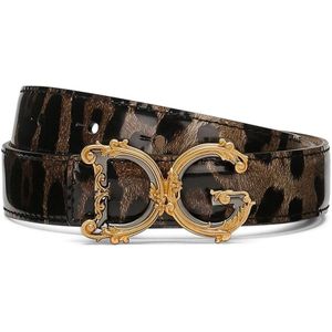 Dolce & Gabbana, Accessoires, Dames, Bruin, 75 CM, Luipaardprint Leren Riem