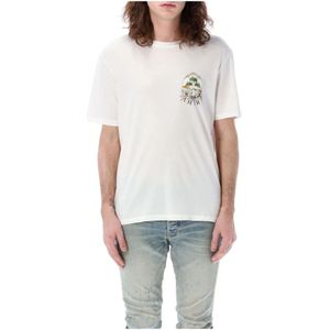 Amiri, Tops, Heren, Wit, XL, Katoen, Cherub Palm Grafische T-shirt
