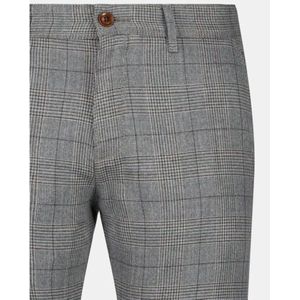 ROY Robson, Slim Fit Geruite Casual Broek Grijs, Heren, Maat:XL