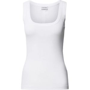 Calvin Klein, Tops, Dames, Wit, S, Katoen, Geribbelde katoenen tanktop