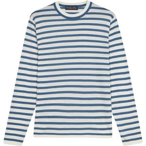 Brooks Brothers, Lichtblauwe Gestreepte Crewneck Sweater Blauw, Heren, Maat:L