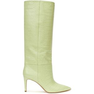 Paris Texas, Kniehoge Stiletto Boot in Cocco Print Groen, Dames, Maat:37 EU