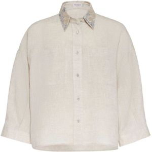 Brunello Cucinelli, Blouses & Shirts, Dames, Beige, L, Natuurlijke Overhemden Collectie