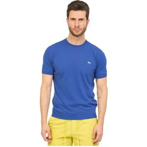Harmont & Blaine, Tops, Heren, Blauw, XL, Katoen, Blauw T-shirt met strakke lijnen