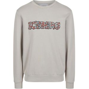Iceberg, Sweatshirts & Hoodies, Heren, Grijs, XL, Katoen, Sweatshirt met bloemenlogo