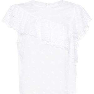 Isabel Marant Étoile, Blouses & Shirts, Dames, Wit, S, Katoen, Witte Biologisch Katoenen Gerimpelde T-shirt