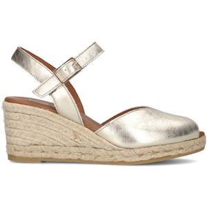 Viguera, Schoenen, Dames, Grijs, 37 EU, Leer, Gouden Leren Sleehak Sandalen