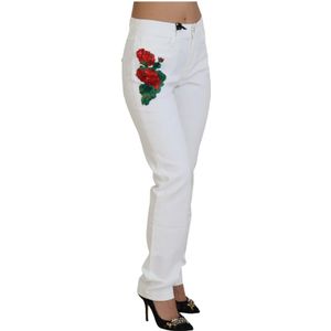 Dolce & Gabbana, Jeans, Dames, Wit, S, Katoen, Witte Mid-Taille Skinny Jeans