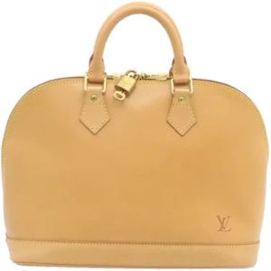 Louis Vuitton Vintage, Pre-owned, Dames, Beige, ONE Size, Leer, Tweedehands leren Louis Vuitton tassen