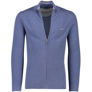 Gant, Truien, Heren, Blauw, 4Xl, Katoen, Blauw Vest met Rits