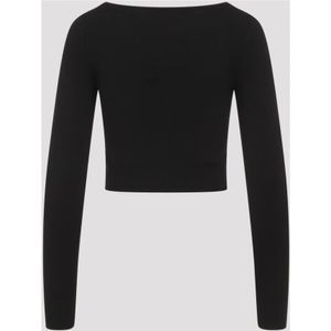 Dolce & Gabbana, Truien, Dames, Zwart, S, Polyester, Zwarte Sweater Damesmode Aw 24