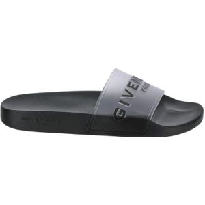 Givenchy, Schoenen, Dames, Zwart, 37 EU, Logo reliëf slippers voor vrouwen