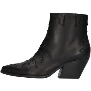 Notre-v, Schoenen, Dames, Zwart, 36 EU, Leer, Dames Enkellaarsjes Ar 196