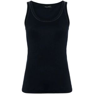 Fabiana Filippi, Tops, Dames, Zwart, XL, Katoen, Zwarte Topwear voor Vrouwen Ss 24