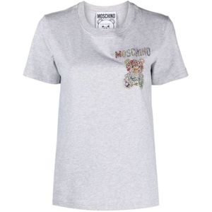 Moschino, Tops, Dames, Grijs, S, Katoen, Casual katoenen T-shirt voor heren