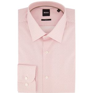 Hugo Boss, Overhemden, Heren, Roze, XL, Katoen, Roze Business Overhemd met Print
