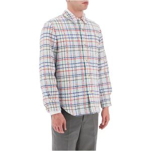 Thom Browne, Overhemden, Heren, Veelkleurig, S, Tweed, Multicolor Gingham Tweed Overhemdjasje