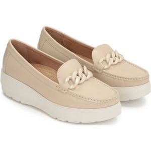 Kazar, Schoenen, Dames, Beige, 36 EU, Leer, Dames trendy leren mocassins op een dikke zool