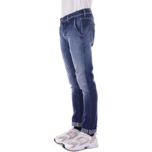 Dondup, Jeans, Heren, Blauw, W38, Denim, Denim Jeans met Logo Achterzak