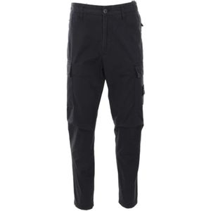 Stone Island, Broeken, Heren, Blauw, W31, Katoen, Blauwe Cargo Broek Slim Fit