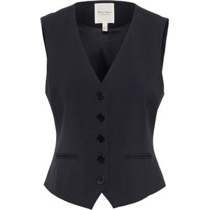 Part Two, Jassen, Dames, Blauw, XL, Polyester, Klassieke Vest Donkerblauw Elegante Knopen