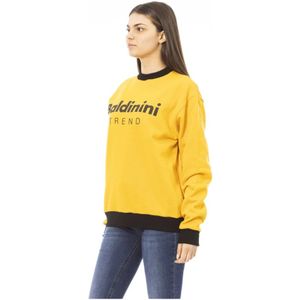 Baldinini, Sweatshirts & Hoodies, Dames, Geel, XS, Lange Mouw Logo Trui