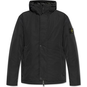 Stone Island, Jassen, Heren, Zwart, M, Polyester, Jas met logo